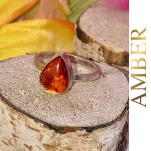 Amber Gemstone Vintage Handmade Ring